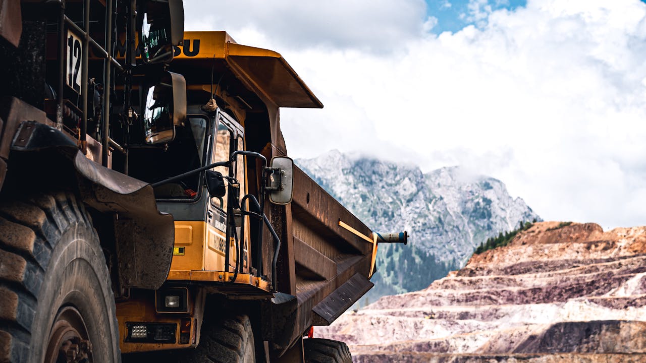 Heavy mining truck on an industrial site